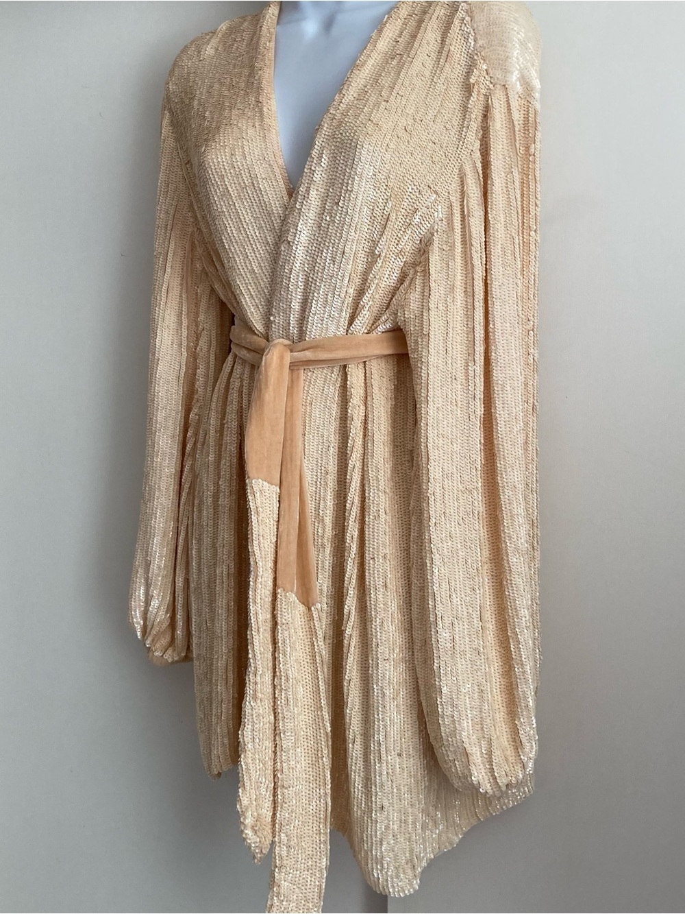 Retrofete Light Peach Gabrielle Wrap Style Robe Cardigan Mini Dress, Sz S - Picture 4 of 16